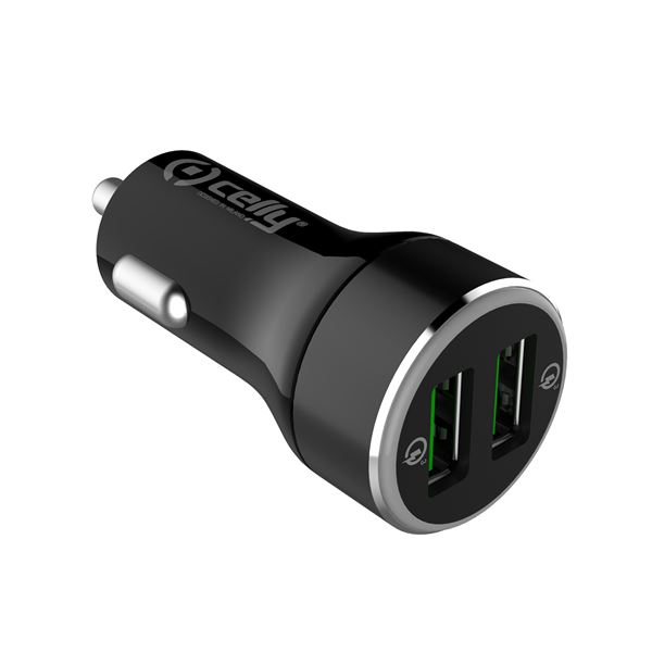 Celly CAR CHARGER 2USB 18W QC30 BLACK